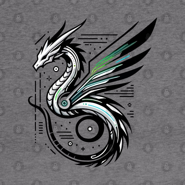 Silver Punk Dragon Cyber Punk Cool Dragon Design by deanisadea21